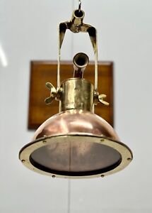 Antique Refurbish Old Copper Brass Metal Marine Ceiling Small Pendant Lamp