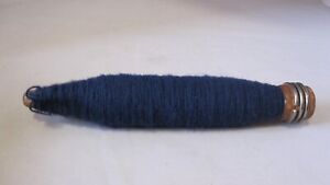 Vintage Wood Thread Spool Industrial Textile Bobbin Spindle W Yarn 9 Tall Navy