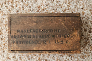 Antique Brown Sharpe Mfg Co Providence Ri Dovetailed Wood Tiny Advertising Box