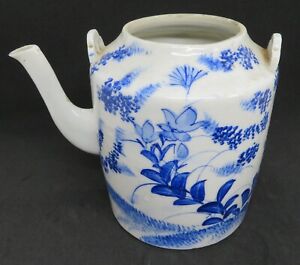 Chinese Export Blue White Vintage Pre Victorian Oriental Antique Teapot