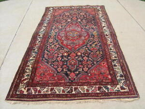 Antique Hand Knotted Hand Woven Hamadan Oriental Rug 55 X 91 Soak Washed