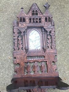 Black Forest Style Victorian Gothic Revival Wall Mounted Hall Shelf