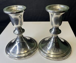 Vintage Pair Of Towle Sterling Silver Weighted Candlesticks 4 1 2 Tall