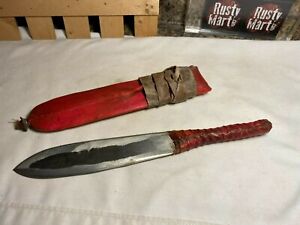 Vintage African Tribal Dagger Knife With Skin Sheath