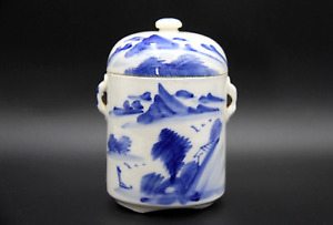 Vintage Chinese Hand Painted Porcelain Tea Caddy