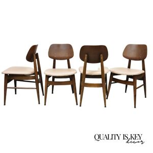 Vintage Thonet Mid Century Modern Bentwood Walnut Dining Chairs Set Of 4