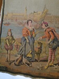 Vintage French Wall Hanging Tapestry 47x25 