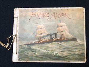 C 1890 Book Marine Album W Lovely Prints Of Ships Adv For Warren Pa Druggist
