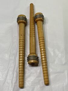 Antique Wooden Spindles Spools Bobbins Thread Southern Factory 8 Lot Of 3