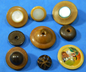 Assortment Antique Vtg Vi Vegetable Ivory Buttons Mop Carved Two Piece Painted 