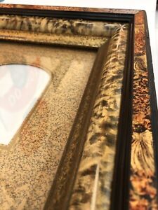 Antique 1850s Hand Painted Carved Picture Frame With Faux Finish Tortoise Shell