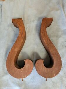 Antique Chunky Thick Oak Wood Scroll Table Legs For Project