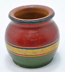 Antique Wooden Small Water Pot Lota Original Old Hand Carved Painted