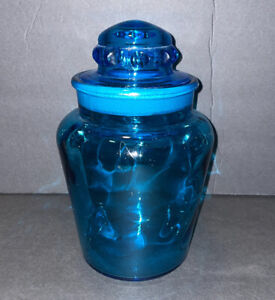 Vintage L E Smith Blue Glass Apothecary Jar 10 