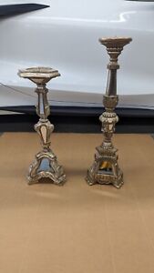 John Richard Mirrored Pedestal Lamp End Table Table Venetian Candle Stands Set