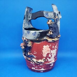 19th 20th C Japanese Hand Made Sumida Gawa Ceramic Pottery Mini Bucket
