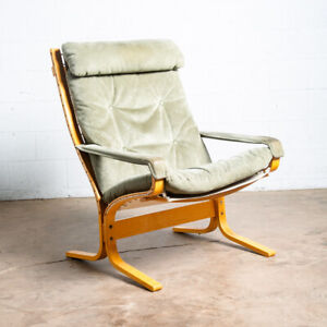 Mid Century Danish Modern Lounge Chair Green Wool Ingmar Relling Westnofa Arm Nm