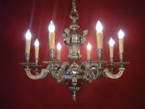 Heavy Large Mazarin Nickel Silver Chandelier Ceiling Lamp 8 Lights 32 
