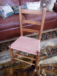 Vintage Shaker Ladder Back Sewing Rocking Chair Woven Seat