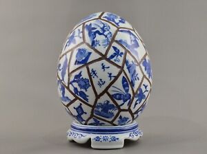 Antique Chinese Original Vintage Porcelain Fengshui Ceramic Egg Statue Sculpture