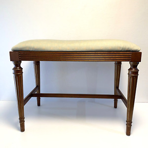 Vintage Upholstered Wood Vanity Piano Bench