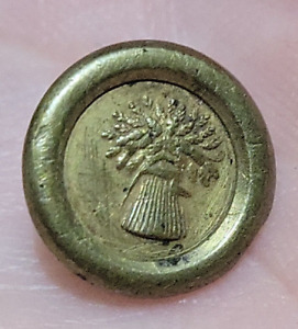 Rare Antique 1800 S Jacksonian Brass Button Sheath Of Wheat Extra Colour 