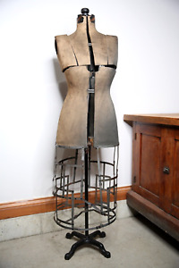 Antique Dress Form Mannequin Seamstress Stand Store Display Tailor Vintage