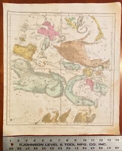 Map Chart Of Celestial Hand Colored Sky Map 2 Burritt 1835 