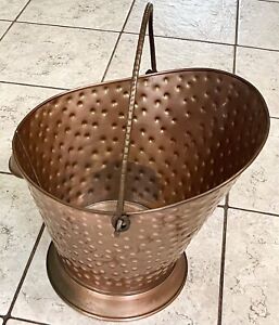 Large Hand Wrought By Copper Artisan Usa Hammered Copper Coal Hod Pellet Bucket