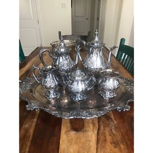 Vintage Silver Plate Coffee Tea Service With Tray By Christopher Wren By Wallace