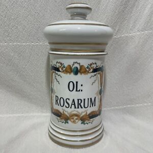 Antique Porcelain Apothecary Jar Ol Rosarum Replacement Stunning Preowned
