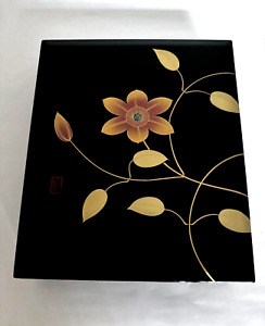 Japanese Retro Lacquer Gold Makie Aizu Letter Box Clematis