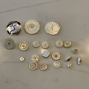 Lot Of Assorted Buttons 1800s Mother Of Pearl Various Mop Styles
