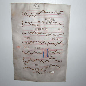 Medieval Illuminated Manuscript Vellum Gregorian Chant Music C 1440 Renaissance