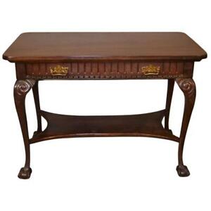 Antique Mahogany Ball And Claw Carved Library Table 21617
