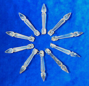 Crystal Chandelier Faceted Spears 3 3 4 Lot Of 10 With Wires