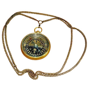 2 Antique Vintage Brass Nautical Decor Maritime Locket Compass
