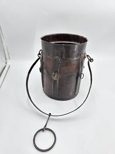 Vintage Wooden Metal Grains Pot Bucket With Handle Old