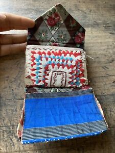 Antique 19th C Shaker Community Handmade Silk Sewing Bag Kit