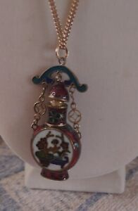 Old Chinese Necklace Cloisonne Bottle Pendant Gf 12 K 1 20 Chain