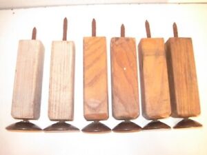 Set Of 6 Vintage 6 3 4 Furniture Legs Square With Swivel Foot To Refinish