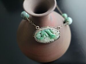 Antique China Qing Dynasty Natural Jade Necklace