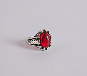 Very Rare Ancient Silver Viking Ring With Red Stone Amazing Artifact Authentic