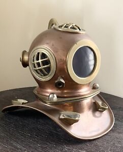 Antique Copper Brass 70 S Rolex Submariner Watch Display Diver Helmet
