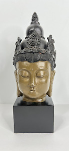 Vintage Metal Thai Head Bust Chinese Zen Decor Buddha