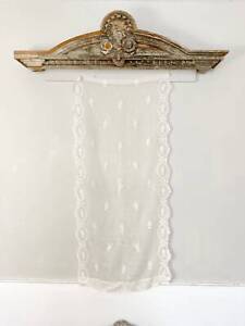 63 X 30 Tambour Cornely Antique Lace Curtain Drape Chateau Bed White Embroidery