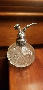 Antique Unger Bros Brothers Sterling Silver Cut Glass Perfume Bottle Atomizer