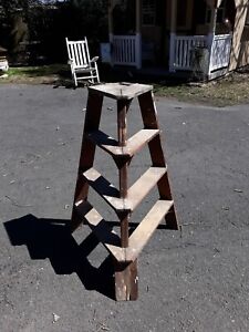 Antique Unusual Folding Ladder Or Primitive Country Corner Shelf