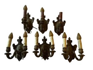 6 Match Bronze Antique Scones Wall Double Single Ornate Victorian Salvage