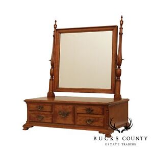 Robert Hogg Vintage Chippendale Style Dresser Top Shaving Mirror With Drawers